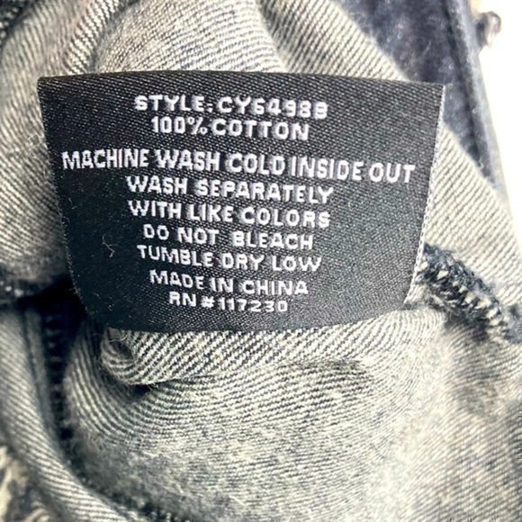 ❄️ ChiQle Denim Architect Distressed Long Sleeve Cropped Jacket Sz Large Junior - Picture 6 of 7